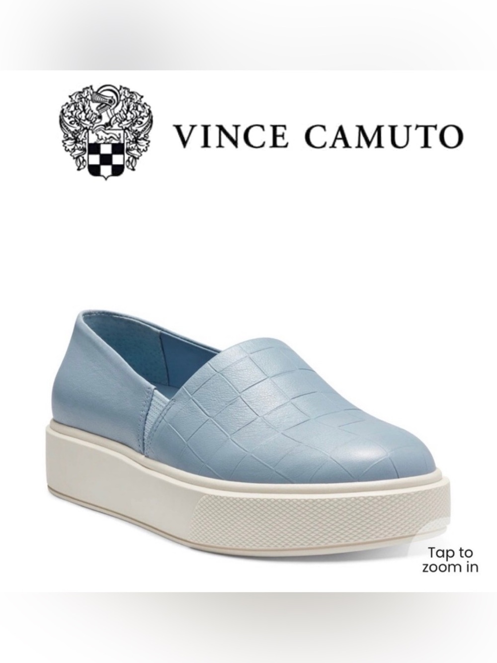5/$30Vince Camuto Abbinna Leather Slip-On Chunky Sneaker in Light Blue 8.5 NWOT